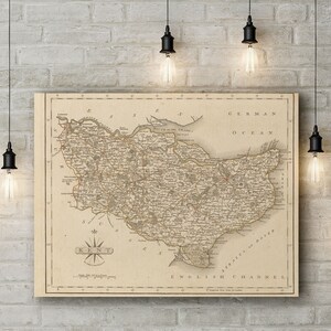 Canvas Art Print of A Map of Kent, Inglaterra 1793