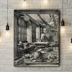 Premium Leinwand Kunstdruck von Albrecht Durer: Hl. Hieronymus in seinem Studium