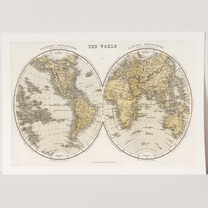 Impressão giclée premium do mapa do mundo vintage.