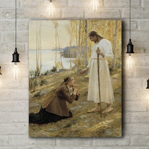 Premium Canvas Art Print of Albert Edelfelt: Christ and Mary Magdalene, a Finnish Legend