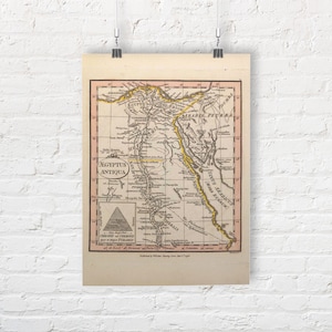 Kaart van het Oude Egypte (Aegyptus antiqua), 1798. Vintage / antieke stijl oude kaart repro print / poster