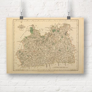 Map of Surry (Surrey), England 1793. Vintage/Antique Style Old Map Repro Print/Poster
