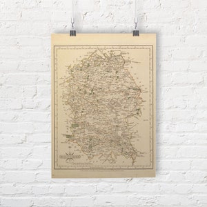 Kaart van Wiltshire, Engeland 1793. Vintage / antieke stijl oude kaart repro print / poster