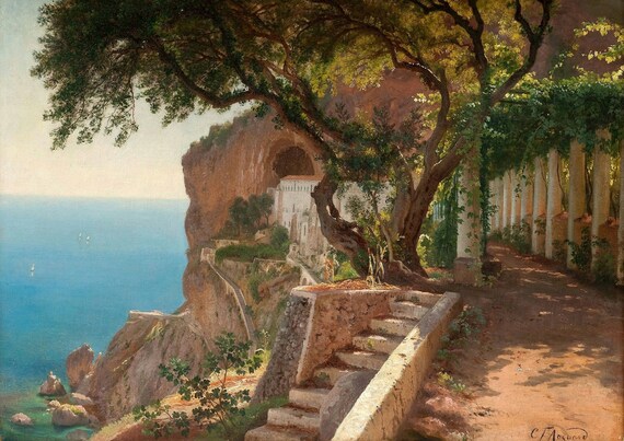 Carl Frederic Aagaard: View to the Amalfi Coast. Fine Art Print