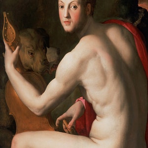 Bronzino: Retrato de Cosimo I de Medici como Orfeo. Impresión de bellas artes/ cartel. (001979)
