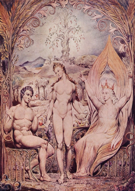 William Blake Temptation and Fall of Eve Fine Art Real Canvas Print