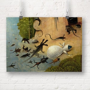 Hieronymus Bosch: Detail from The Garden of Earthly Delights Creatures. Fine Art Print/Poster image 1