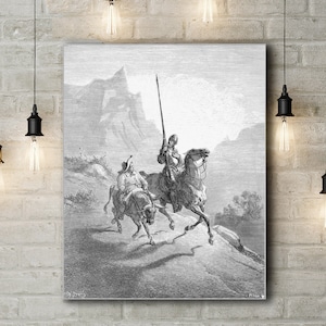 Canvas Art Print of Gustave Dore: Don Quixote and Sancho Setting Out.