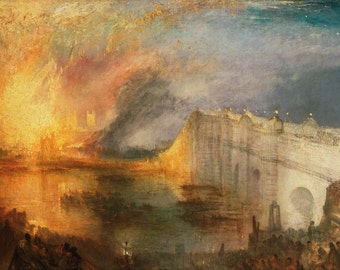 William Turner: The Burning of the Houses of Lords and Commons, October 16, 1834. Fine Art Print/Poster. (004122)