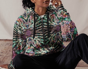 Psychedelic Paua Trip Unisex Zip Hoodie by Sauriêl People - Vibrant Unique Mystical Print