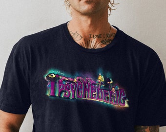 Vintage "I am Psychedelic" Organic Tee by Sauriêl People | Eco Friendly | PsyTrance | Magic Mushroom