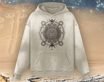 Aztec Mayan Calendar Unisex 400GSM Unisex Super Heavyweight Sun Faded Hoodie by Sauriêl People