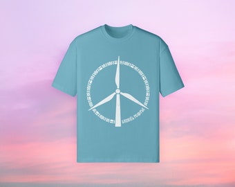 Winds of Change 190GSM Unisex Loose T-shirt by Sauriêl People | Hippie | Eco | Peace | Wind Turbine