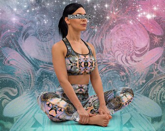 Psychedelic Sea Flower Sports Bra by Sauriêl People | Yoga Bra | Festival Top