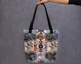 Psychedelic Sea Flower Tote Bag by Sauriêl People | Vibrant Ocean-Inspired Design