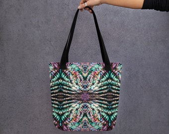 Psychedelic Paua Trip Tote Bag by Sauriêl People | Vibrant Ocean-Inspired Design | Beach bag