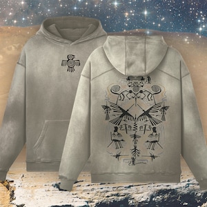Sudadera con capucha de la Línea de Nazca: jersey unisex de algodón grueso