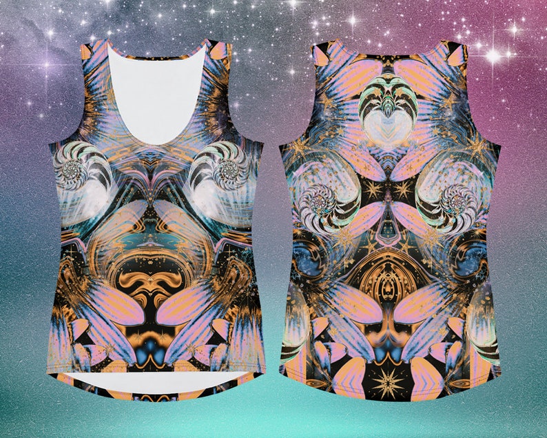 Psychedelic Sea Flower Tank Top by Sauriêl People Festival Sea Shel Sunflower image 1