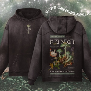 The Future us Fungi Dark Mushroom Unisex Oversized Hoodie by Sauriêl People | Adult Size Hoodie, Retro Hoodie, Unisex Oversize &#39; Hoodie