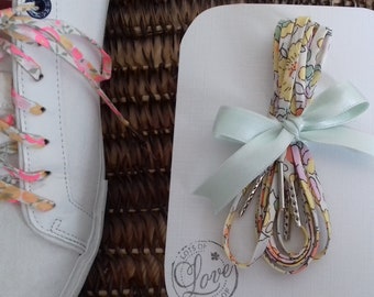 Green OOAK Liberty Shoelace 90 cms long Liberty Lucy OOAK liberty shoe laces, very RARE spaghetti cord handmade in France