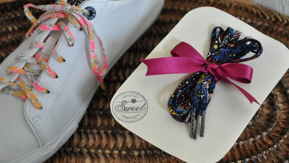 Green OOAK Liberty Shoelace 90 cms long Liberty Lucy OOAK liberty shoe laces, very RARE spaghetti cord handmade in France