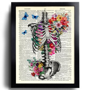 Anatomy Print Set of 6 Floral Medical Wall Art Human Anatomy Poster ...