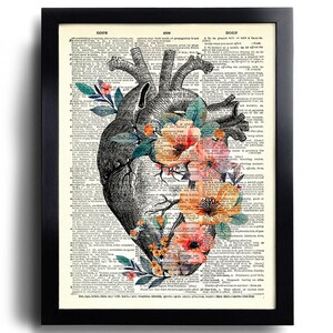 Anatomy Print Set of 6 Human Anatomy Poster Floral Medical Wall Art ...