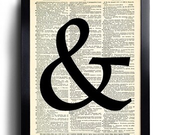 Classic Ampersand Typography Art Print Vintage Book Print Recycled Vintage Dictionary Page Collage Repurposed Book Upcycled Dictionary 004