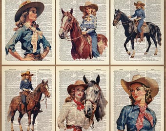 Cowgirl Print Set of 6 Cowgirl Poster Vintage Cowboy Wall Art Cowboy Decor Gift Vintage Western Print Cowboy Print Cowgirls Art Print 0837
