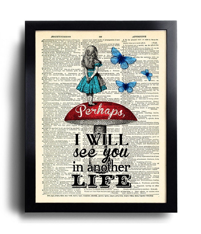 Alice in Wonderland Quotes Dictionary Art Print, Alice in