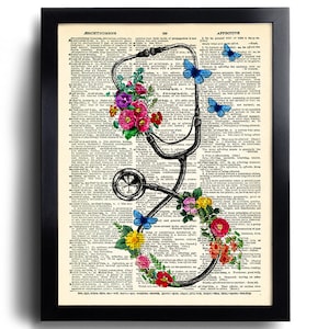 Stethoscope Print Stethoscope Flower poster Nurse Gift Doctor Gift Doctor Office Wall Decor Medical Student Gift Doctor Graduation Gift 703