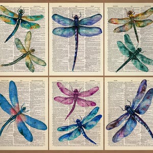 Dragonfly Print Set of 6 Dragonfly Poster Vintage Dragonfly Prints Dragonfly Wall Art Dragonfly Wall Decor Dragonfly Art Dragonfly Gift 801