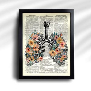 Anatomy Print Set of 6 Human Anatomy Poster Floral Medical Wall Art ...