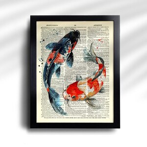 Koi Fish Print Koi Fish Art Print Set of 6 Prints Koi Wall Art Japanese Print, Koi Fish Wall Decor Koi Fish Painting Koi Fish Poster 732 image 3