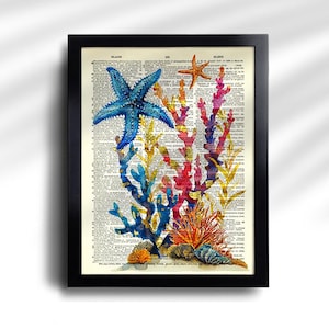 Juego de 6 láminas de vida marina, arte de pared de vida marina, juego de regalo de calamares, decoración de pared de baño de pulpos, póster de vida marina, póster náutico de caballito de mar 810 imagen 7