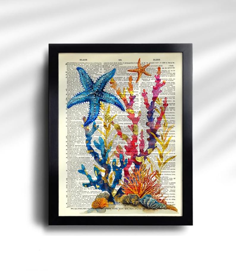 Juego de 6 láminas de vida marina, arte de pared de vida marina, juego de regalo de calamares, decoración de pared de baño de pulpos, póster de vida marina, póster náutico de caballito de mar 810 imagen 7