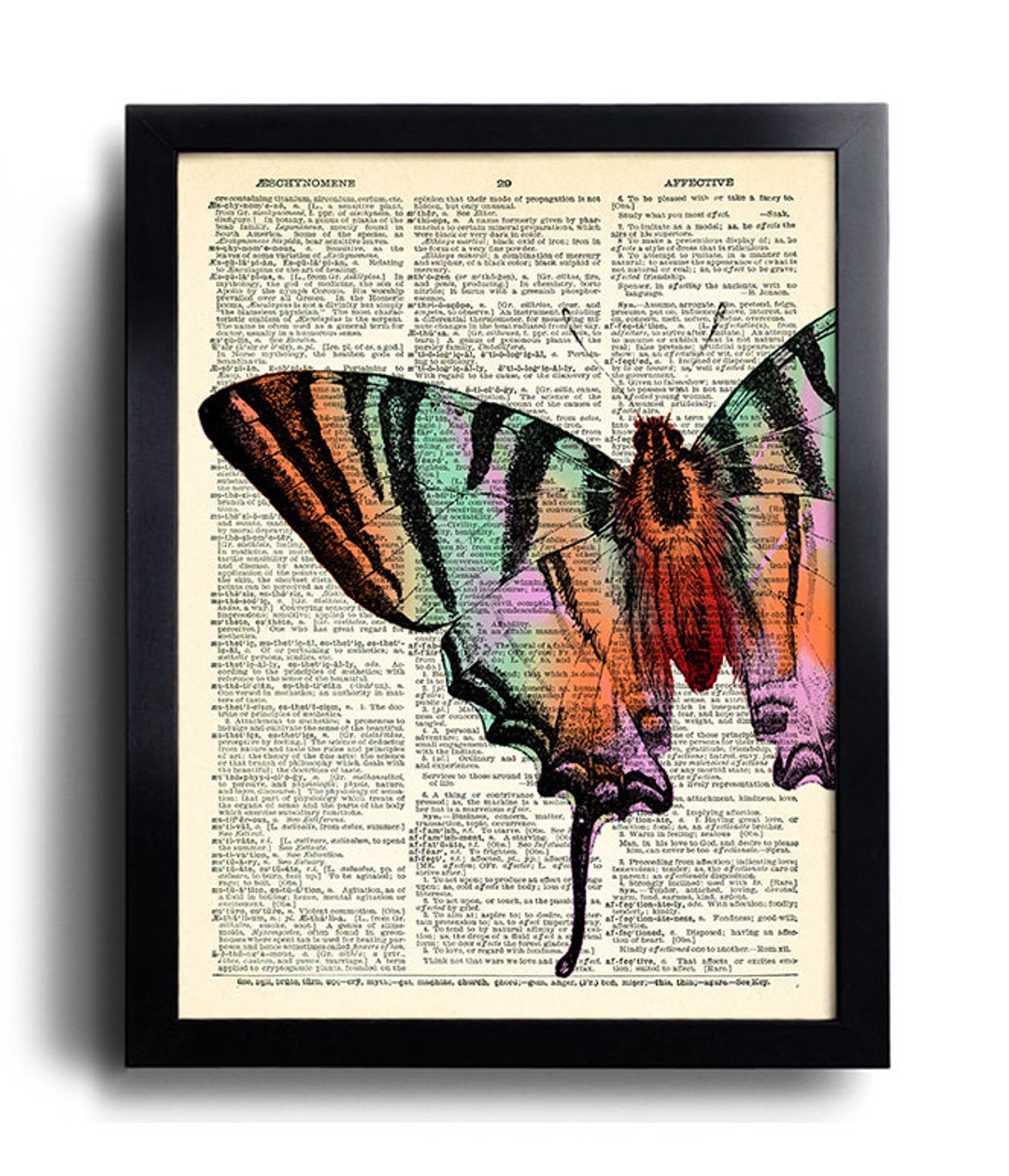 Butterflies Butterfly Art Print Vintage Book Print Upcycled Vintage ...
