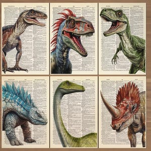 Ensemble de 6 impressions à imprimé dinosaure, affiche de dinosaure, décoration de dinosaure, art mural de dinosaure, impressions de dinosaure pour chambre d&#39;enfant, décoration de chambre d&#39;enfants, art mural t-rex 798