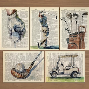 Golf Print 5er Set Golf Poster Golf Poster Vintage Golf Wand Dekor Golf Wand Kunst Golf Geschenke für Männer Golf Vintage Malerei Golf Kunst 748