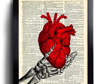 Human Heart Anatomy Skeleton Hand Anatomical Heart Art Print , Anniversary Gifts for Boyfriend, Anatomy Poster Print, 513