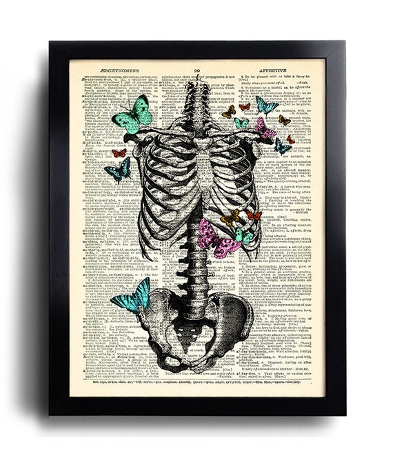 Vintage Style Art Picture Crow Skull Gothic Bones Wall 