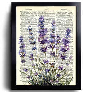 May include: A watercolor painting of purple lavender flowers on a vintage book page. The text on the page is visible and includes the words "INFINITY" and "INSPIRED".