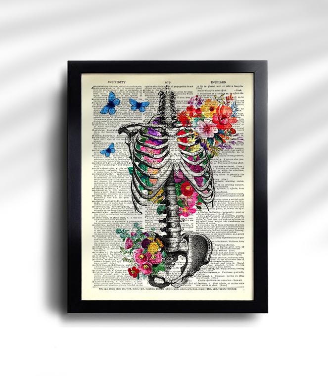 Anatomy Print Set of 6 Floral Medical Wall Art Human Anatomy Poster ...