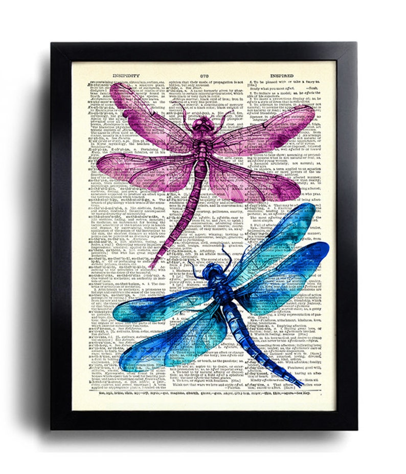 Dragonfly Print Set of 6 Dragonfly Poster Vintage Dragonfly Prints ...