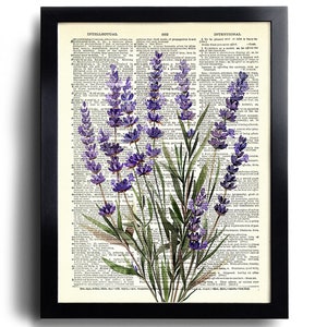 May include: A watercolor painting of lavender flowers on a vintage dictionary page. The page features the words "intellectual" and "intentional".