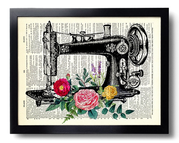 Sewing Print Set of 5 Sewing Poster Vintage Sewing Machine
