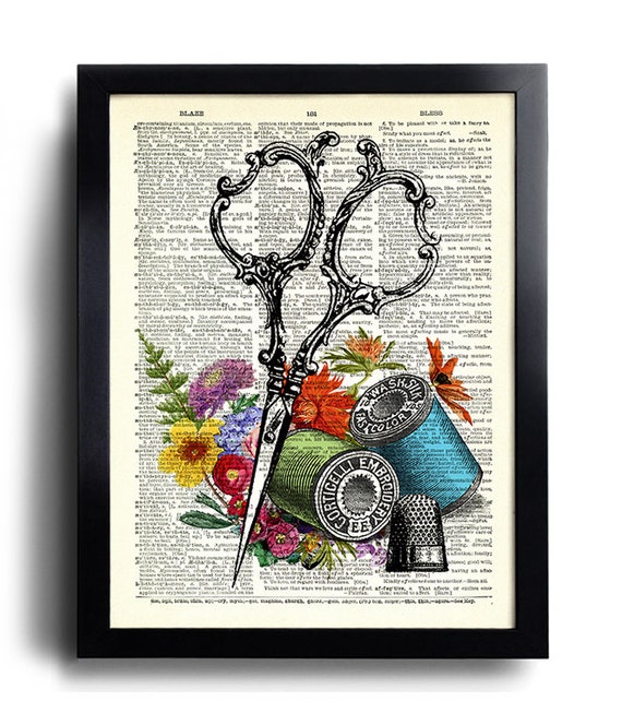 Sewing Print Set of 5 Sewing Poster Vintage Sewing Machine