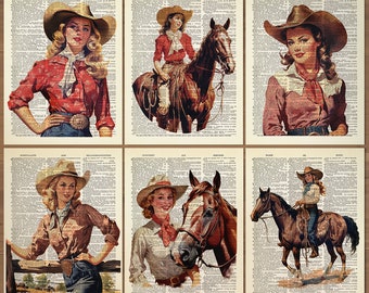 Cowgirl Print Set of 6 Cowgirl Poster Vintage Cowboy Wall Art Cowboy Decor Gift Vintage Western Print Cowboy Print Cowgirls Art Print 836