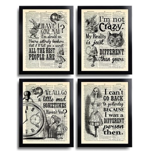 Alice in Wonderland Art Print Set Alice Print, Alice Quotes Wall Art Print,  Alice Wall Decor, Alice Best Friend Gift Print Set of 4 579