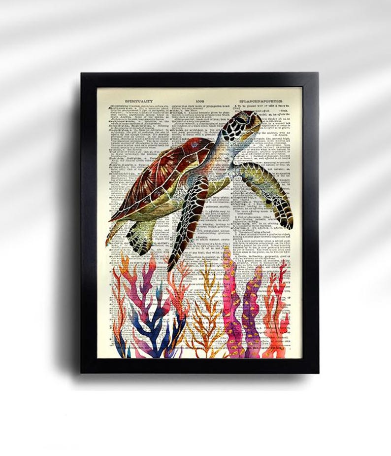 Juego de 6 láminas de vida marina, arte de pared de vida marina, juego de regalo de calamares, decoración de pared de baño de pulpos, póster de vida marina, póster náutico de caballito de mar 810 imagen 5